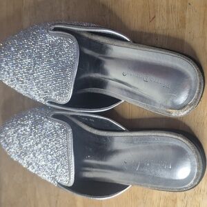 Pierre Dumas Glittering Silver Mules
